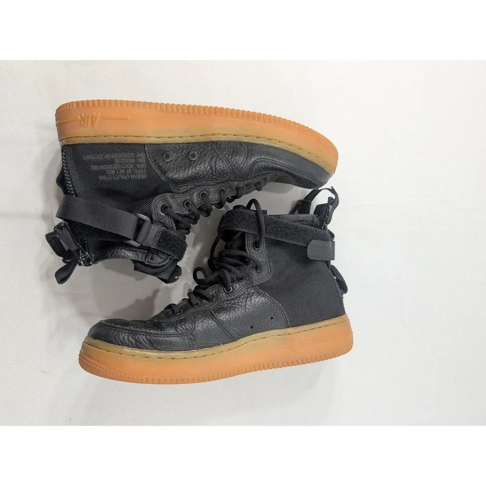 Nike Air Force 1 SF Mid Size 5.5Y Black Gum Bottom AJ0424-001 VF